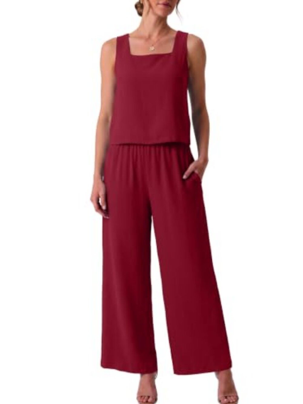 Lepunuo Women Summer 2 Piece Sets Wide Leg Pants Matching Sets